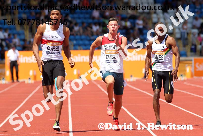 Mens 100 metres, Sainsbury's British Champs, Alexander Stadium, Birmingham. Photo: David T. Hewitson/Sprts for All Pics